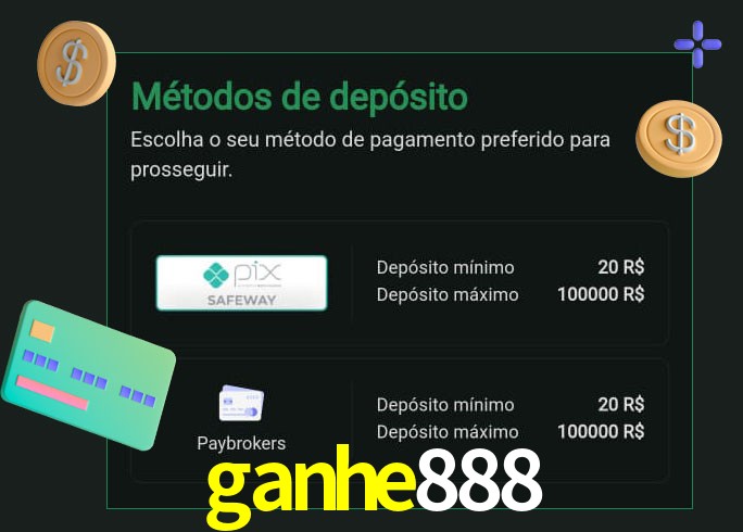 O cassino ganhe888 oferece uma grande variedade de métodos de pagamento